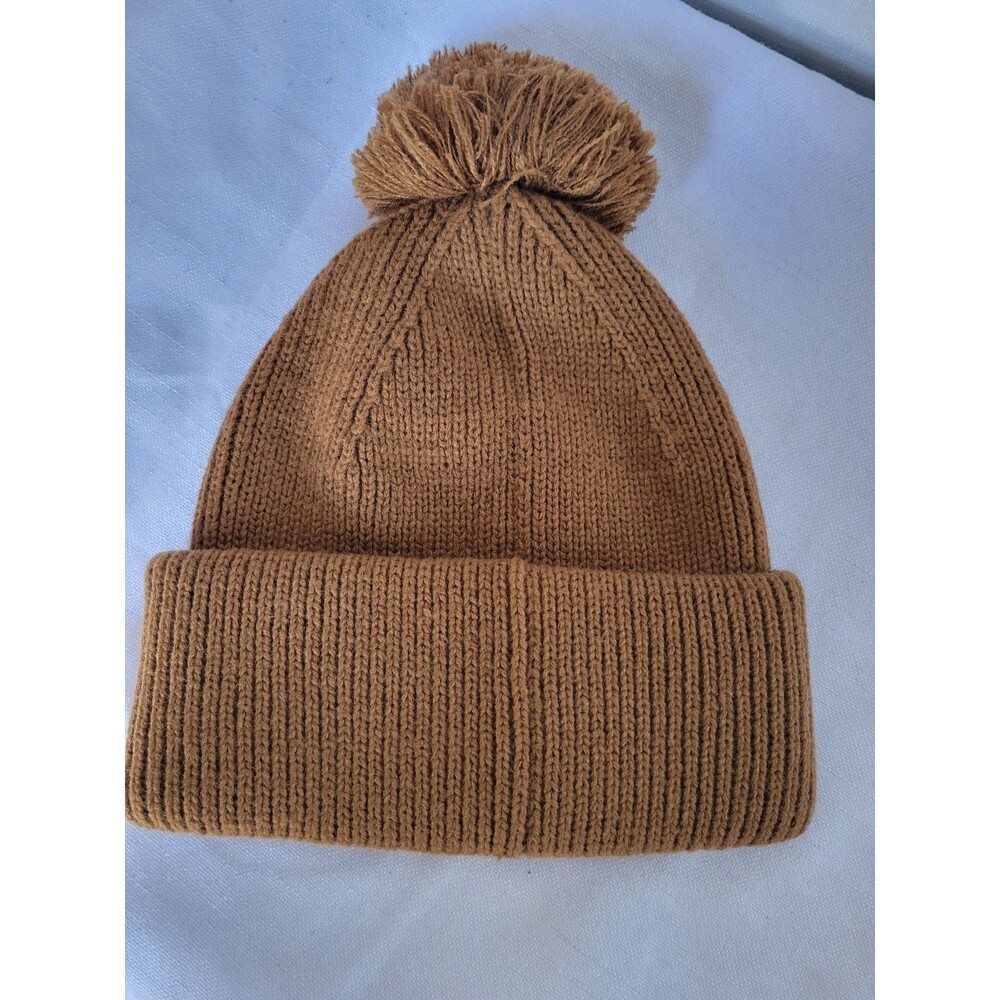 Carhartt Women’s Knit Pom-Pom Cuffed Beanie Rust Brown - Picture 3 of 6